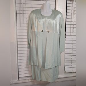 Vintage Vision green dress with long sleeve jacket. Pre-used condition. Size 14